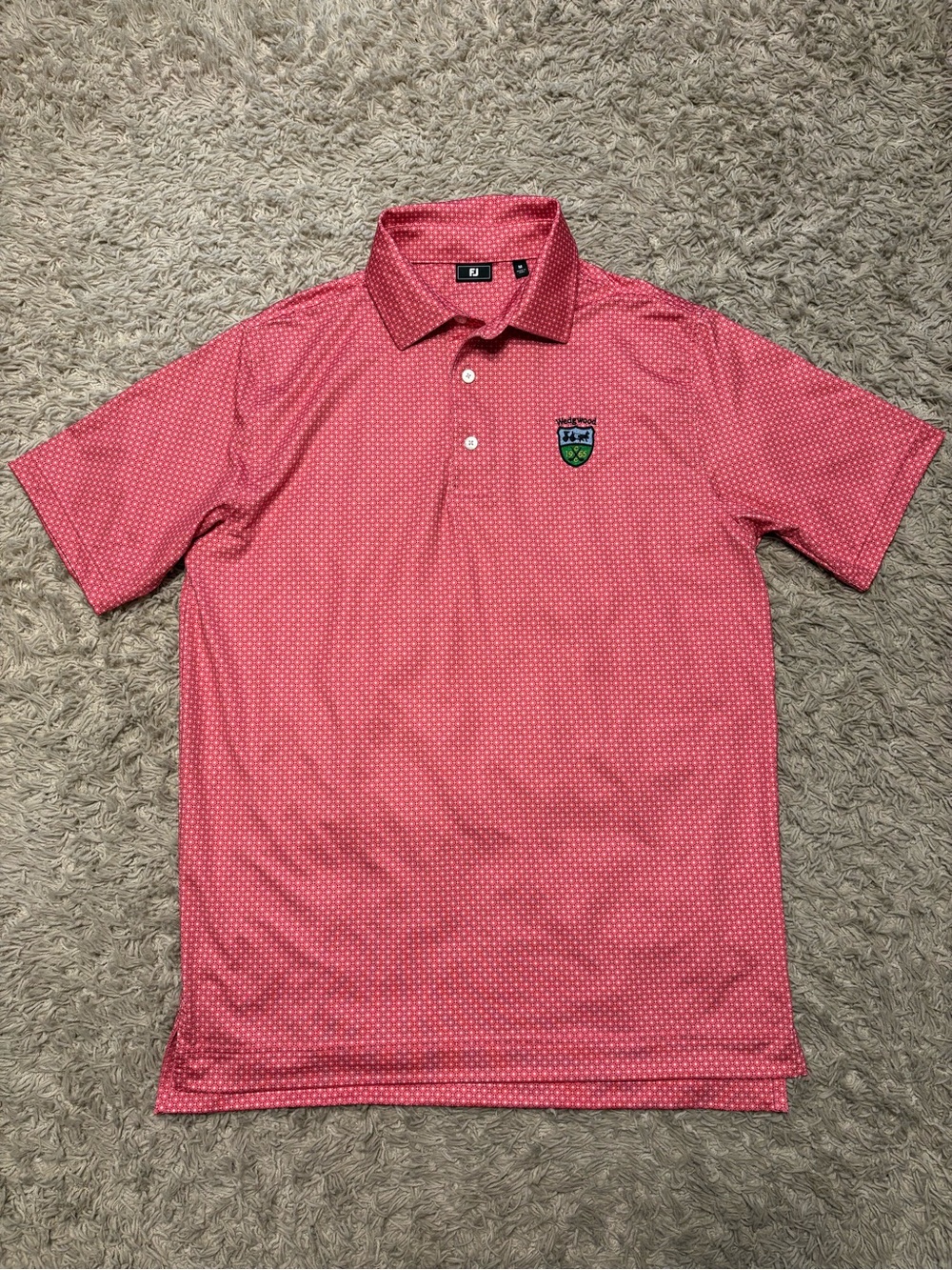FootJoy Men's Coral Pink Micro-Pattern Golf Polo